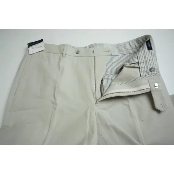 Burberry London Beige Khaki 100% Cotton Mens Pants Trousers Sz 48 EU NEW